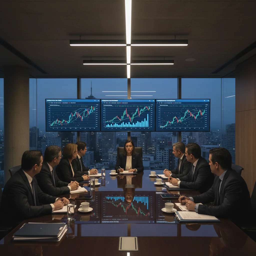Expertos económicos y funcionarios del Banco de México analizando datos de inflación y políticas monetarias para 2026.