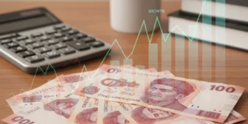 Billetes de 100 pesos mexicanos apilados, simbolizando la protección del capital contra la inflación.