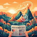 Gráfica de crecimiento económico en México con elementos representativos de finanzas para 2026