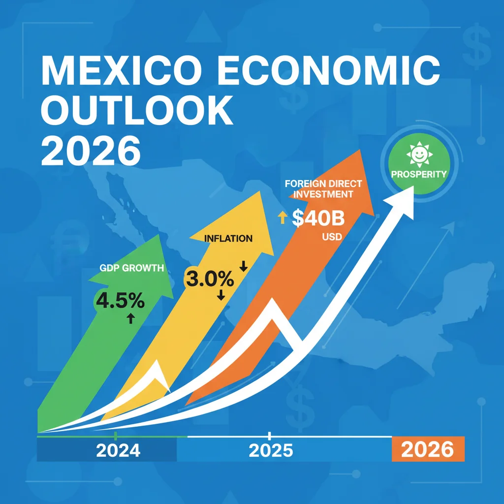 Gráfico de indicadores económicos clave para México y sus proyecciones de crecimiento en 2026