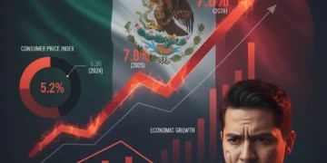 Gráficos económicos mostrando el aumento de la inflación en México en 2025 y sus proyecciones para 2026.