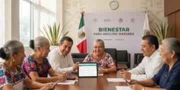 Adultos mayores mexicanos discutiendo los nuevos beneficios de pensión y seguridad social.